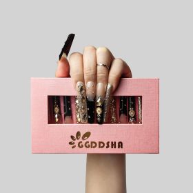 GGDDSHA Nails Handmade Press On Nails Long PinkDesign By Nail Technician, Handmade Painted Nail ArtReusable Stick On Nails In S,M,L 3Sizes,Eclipse Ele (Option: M)