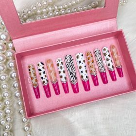 GGDDSHA Nails 10pcs Handmade Press On Nails -GlitterGold Diamond Extra Long Stiletto Reusable Gel UV FinishedFalse Nails, Designer Fashion 3D Hand-pai (Option: M)