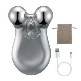 1Pc Micro-current Face Massager Rechargeable Face Neck Roller Intelligent Facial Massager With 5 Gears For Skin Tightening Skin Lifting Wrinkle Reduci (Color: Grey)