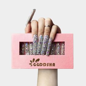 GGddsha 2025 Long Novel Design And Reusable PMMAAcrylic Press On Nails  Handmade Nails Full CoverLuxurious 3D Crystal False Nails With Box Gifts,Stell (Option: M)