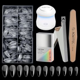 504-piece Full-coverage Nail Patch Set With 4-in-1 Nail Glue And Gel For Nail Extension Salons (Option: Almondshaped)