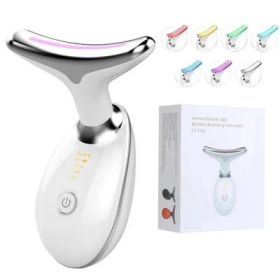 EMS Thermal Neck Lifting And Tighten Massager Electric Microcurrent Wrinkle Remover (Color: White)