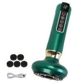 1Pc Anti Cellulite Massager Handheld Vacuum Suction Cupping Kit Beauty Tool With 12 Suction Mode 12 Heating 20Mins Auto-Off One-Key Pressure Release F (Color: Green)